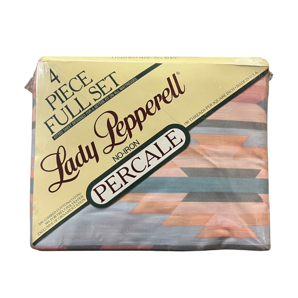 Vintage Lady Pepperell Full Sheet Set No-Iron Percale Mesa NEW Old Stock